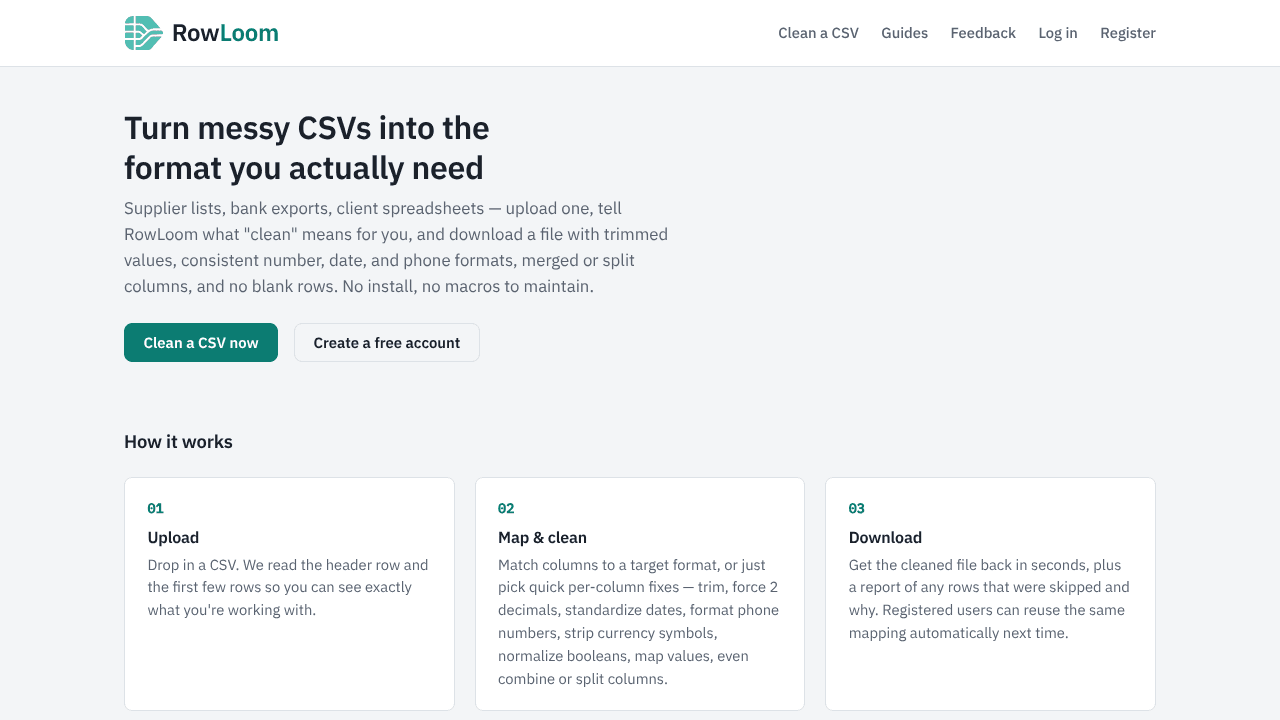 RowLoom website screenshot