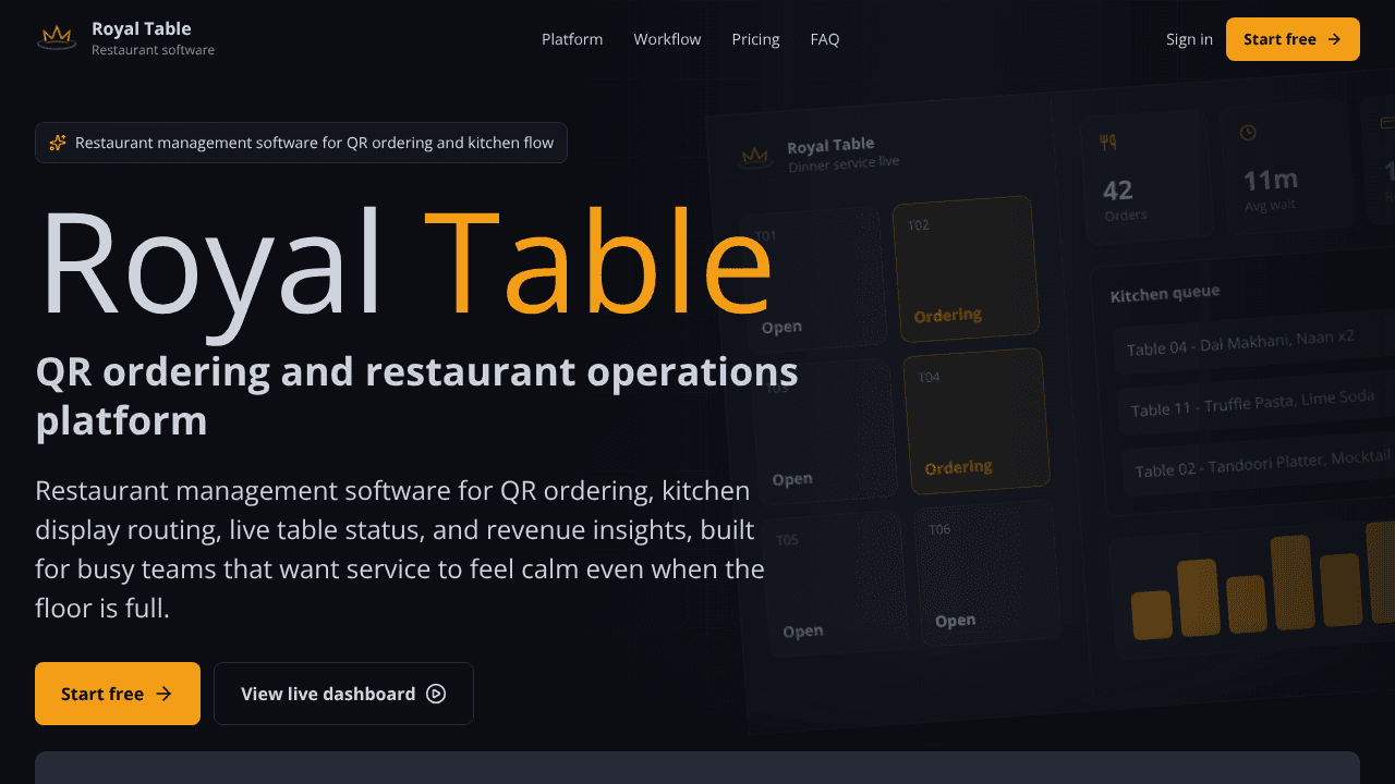 Royal Table website screenshot