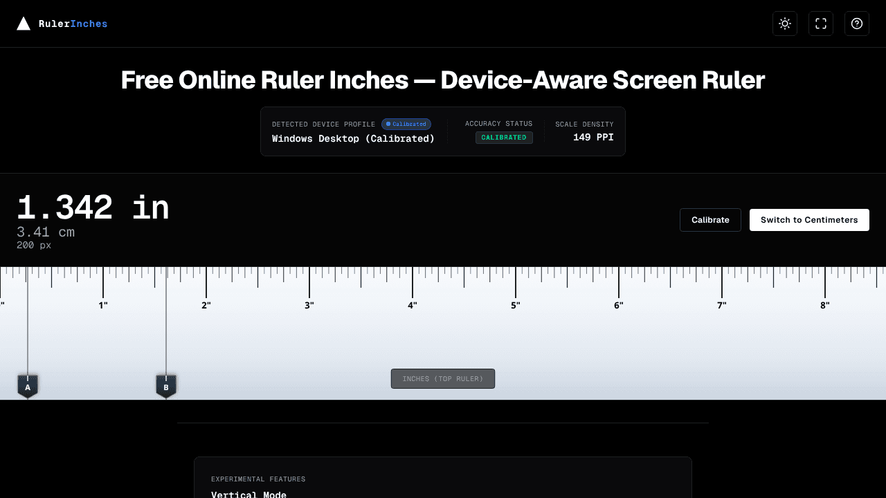 RulerInches website screenshot