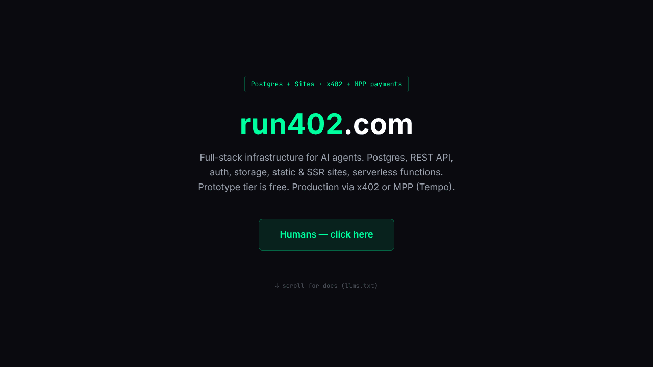 run402 website screenshot