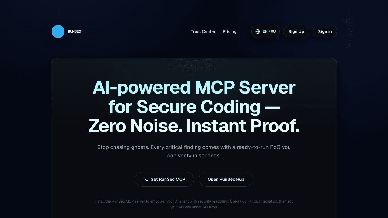 RunSec website screenshot