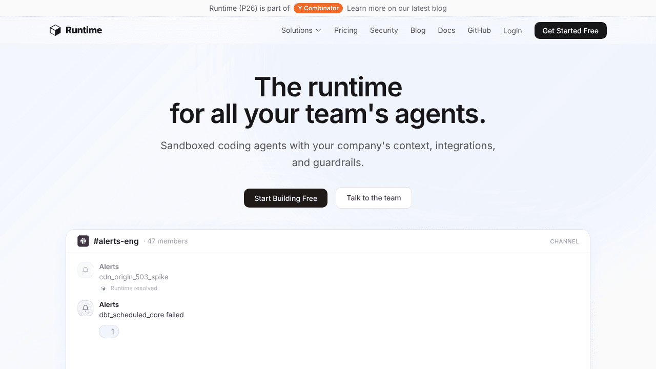 Runtime website screenshot