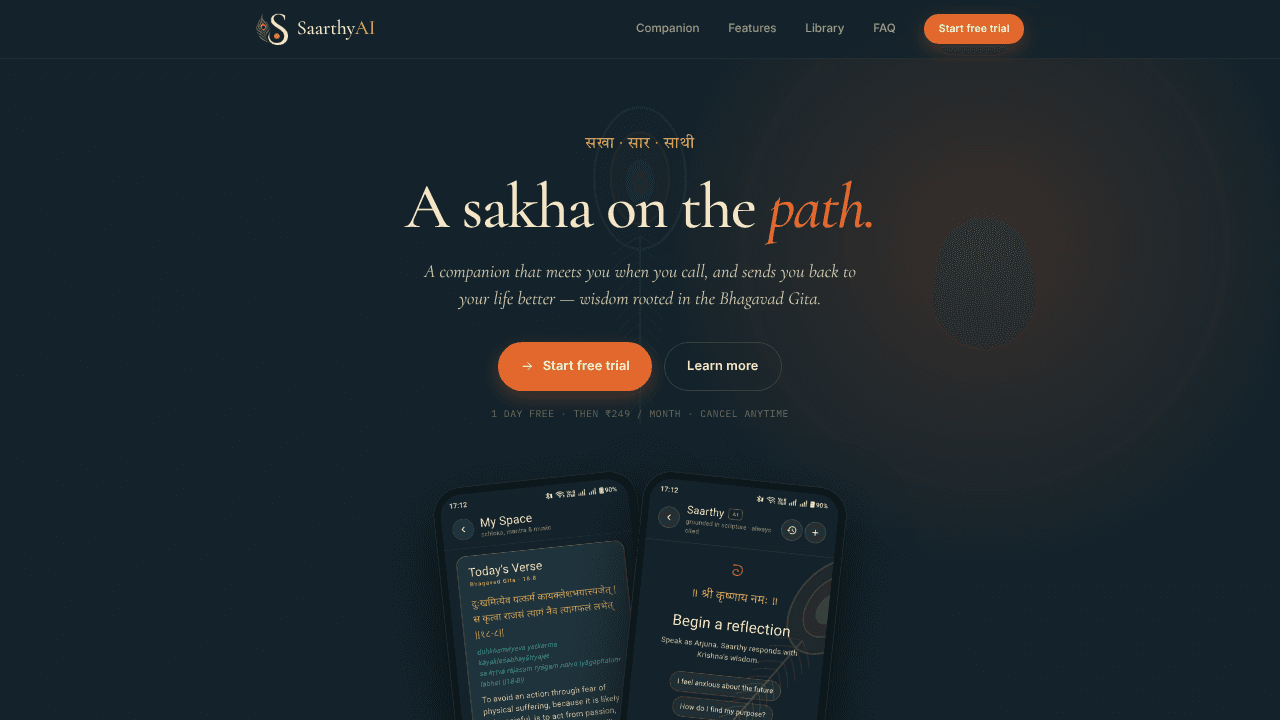 Saarthy AI website screenshot