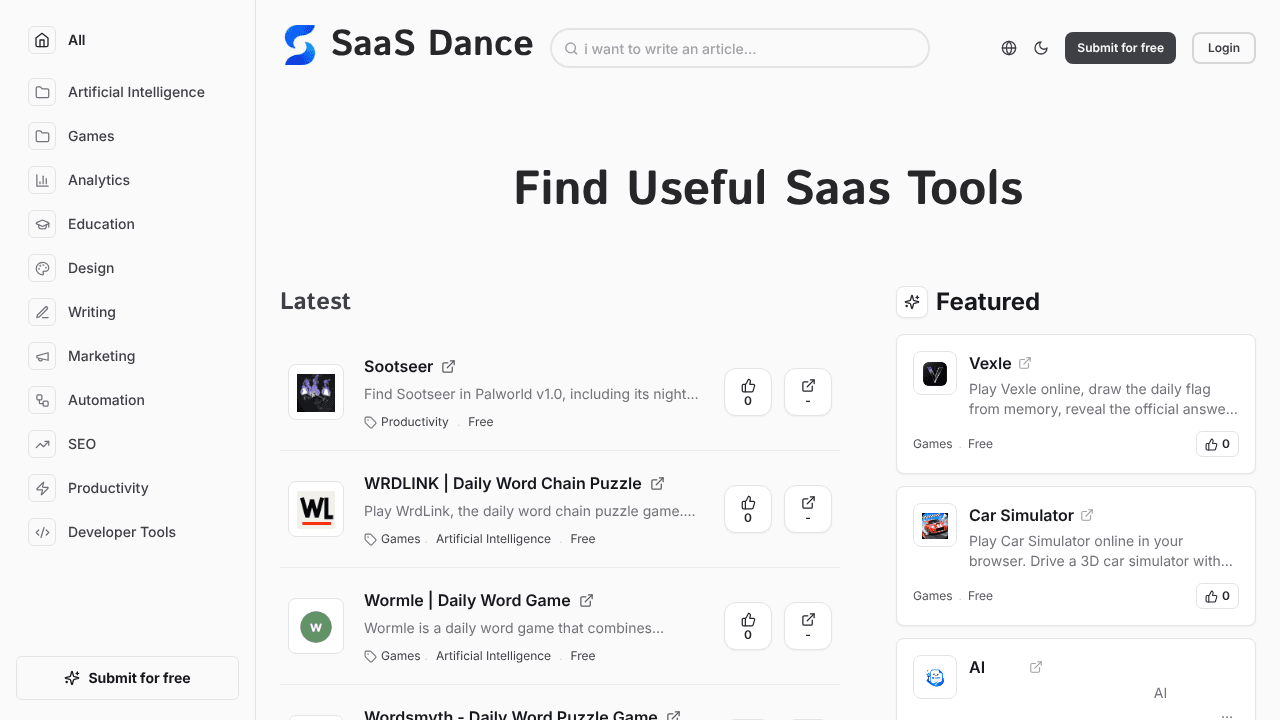 SaaS Dance website screenshot