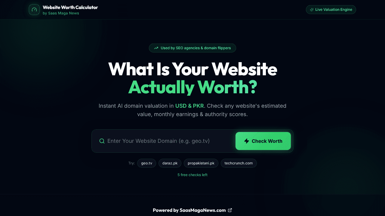 Saas Maga - AI Website Authority Checker website screenshot