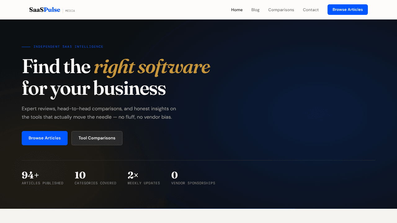 SaaS Pulse Media — Expert SaaS Reviews  website screenshot
