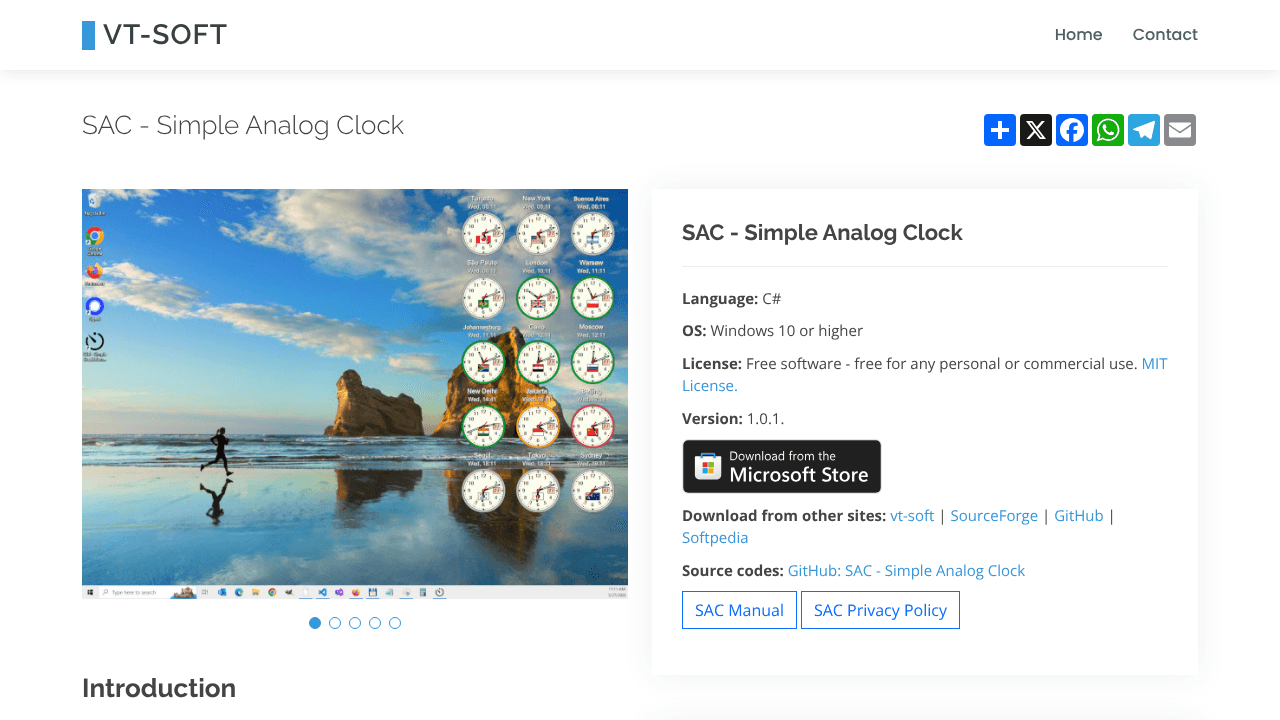 SAC - Simple Analog Clock website screenshot