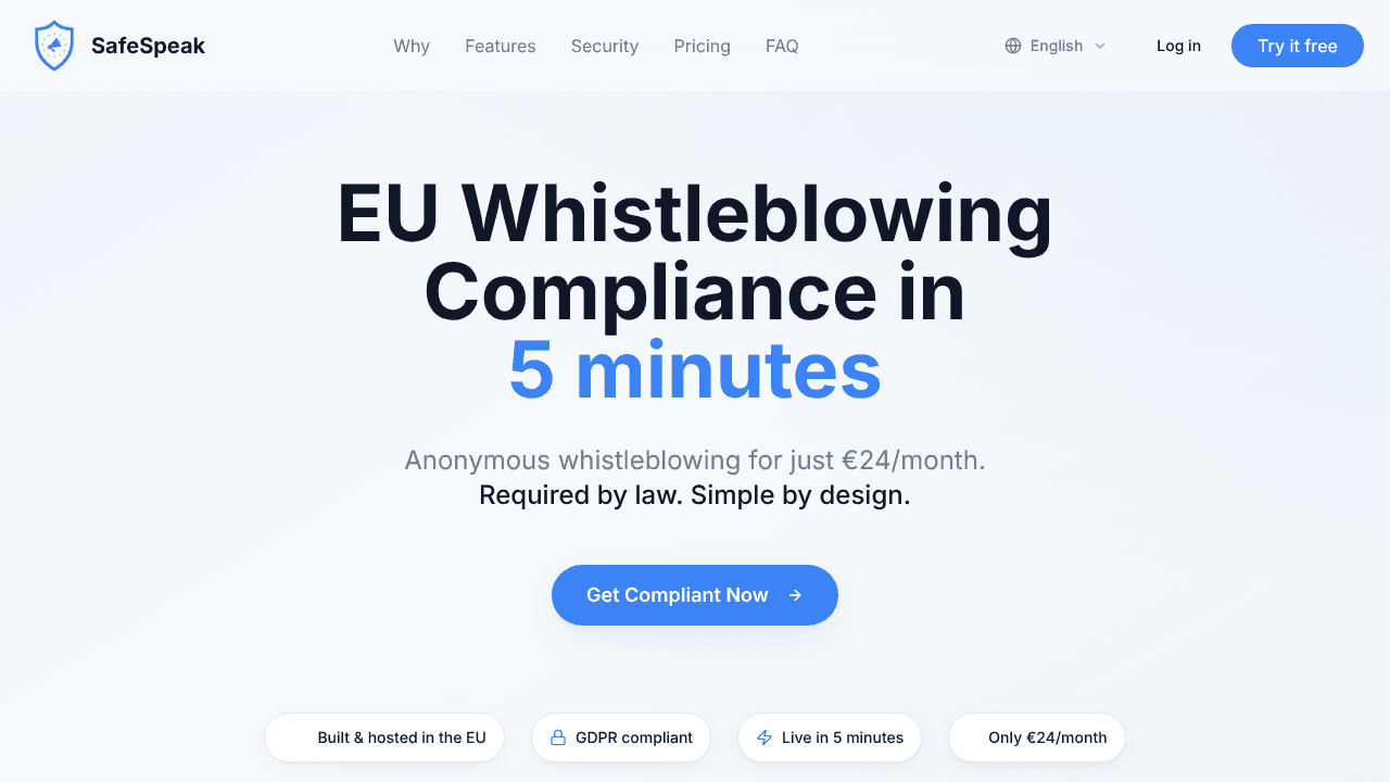 SafeSpeak website screenshot