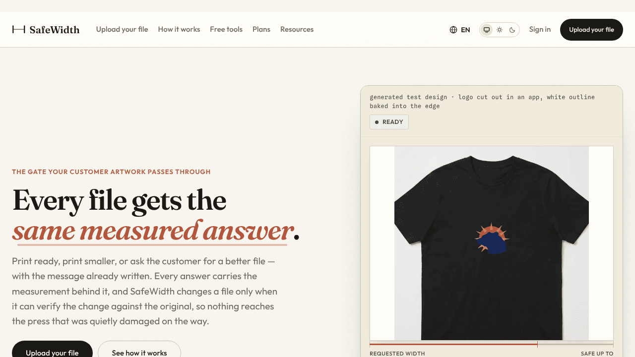 SafeWidth website screenshot
