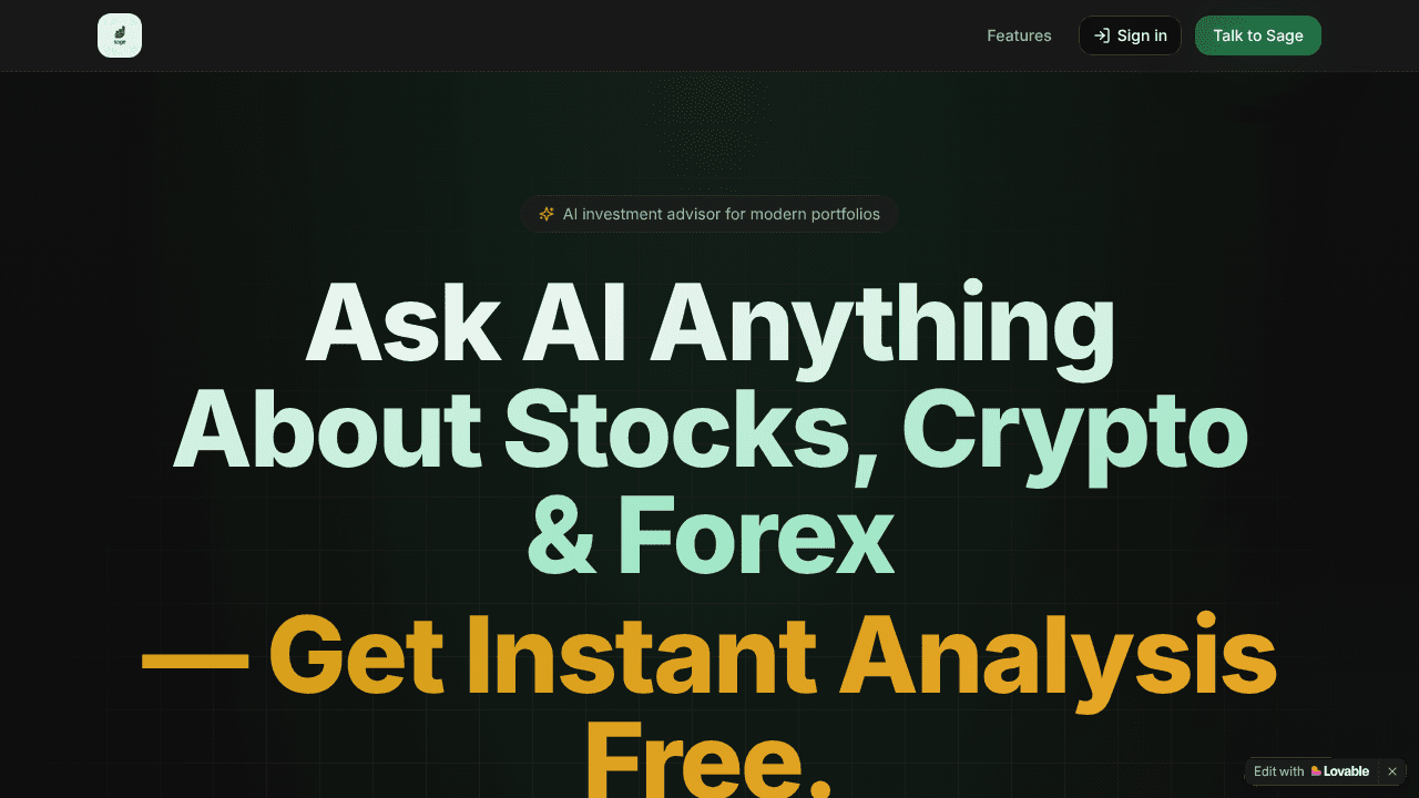 Sage website screenshot