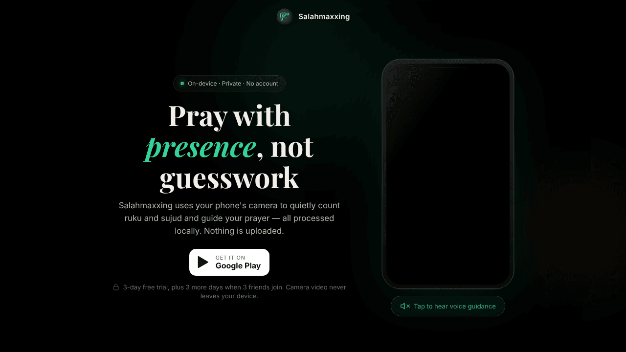 Salahmaxxing website screenshot