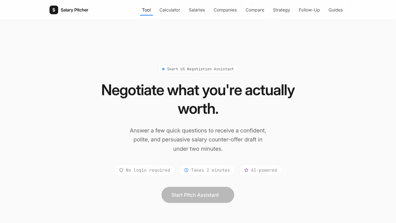 Salary Pitcher  website screenshot