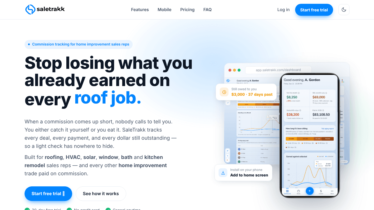 SaleTrakk website screenshot