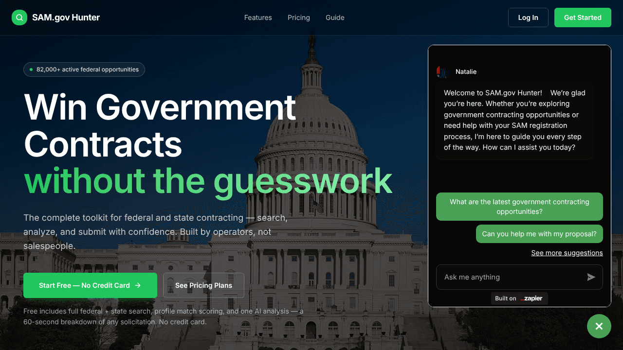 SAM.gov Hunter website screenshot