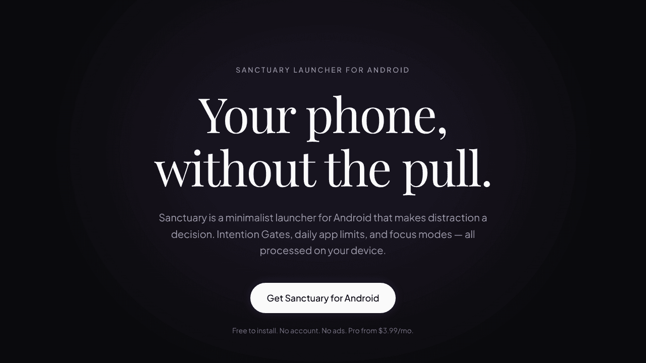 Sanctuary Launcher website screenshot
