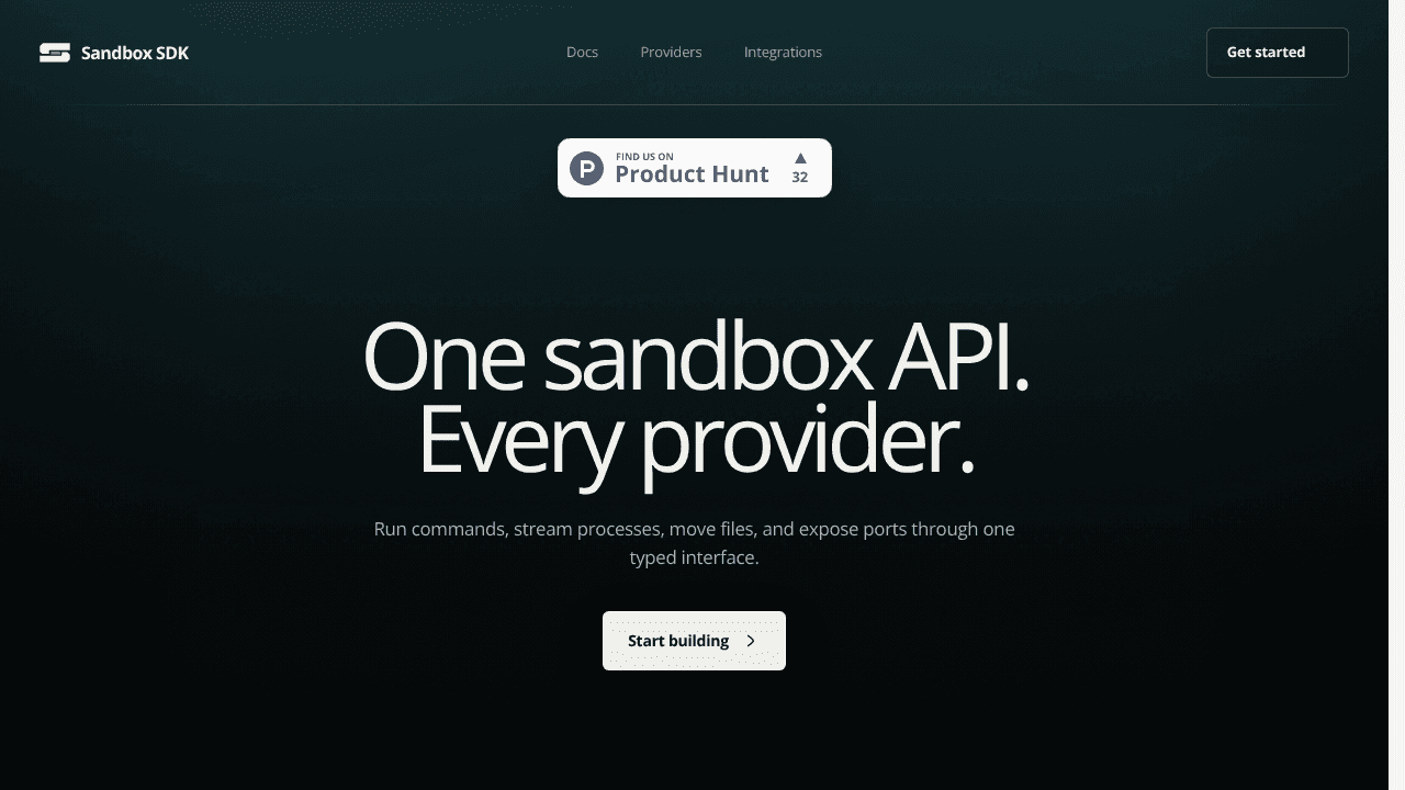 Sandbox SDK website screenshot