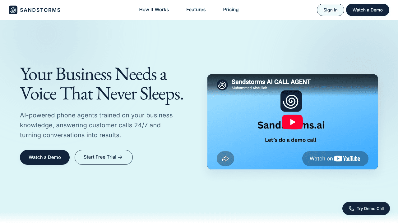 Sandstroms.ai website screenshot