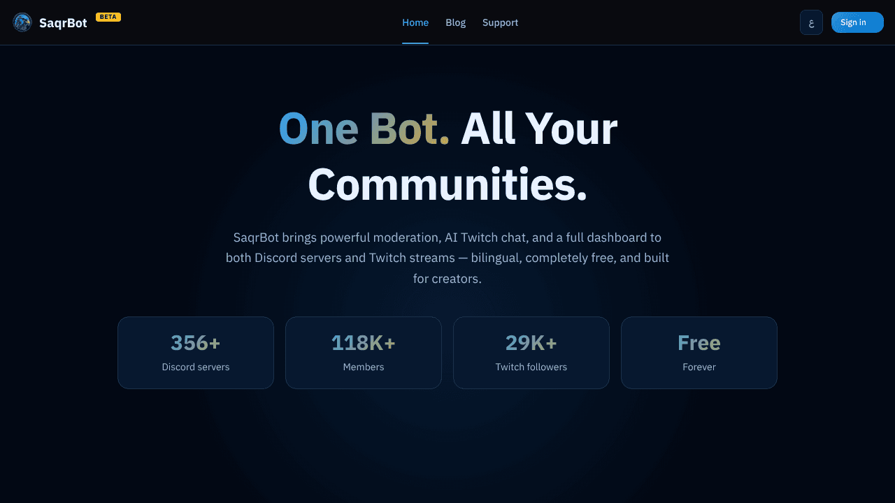 SaqrBot website screenshot