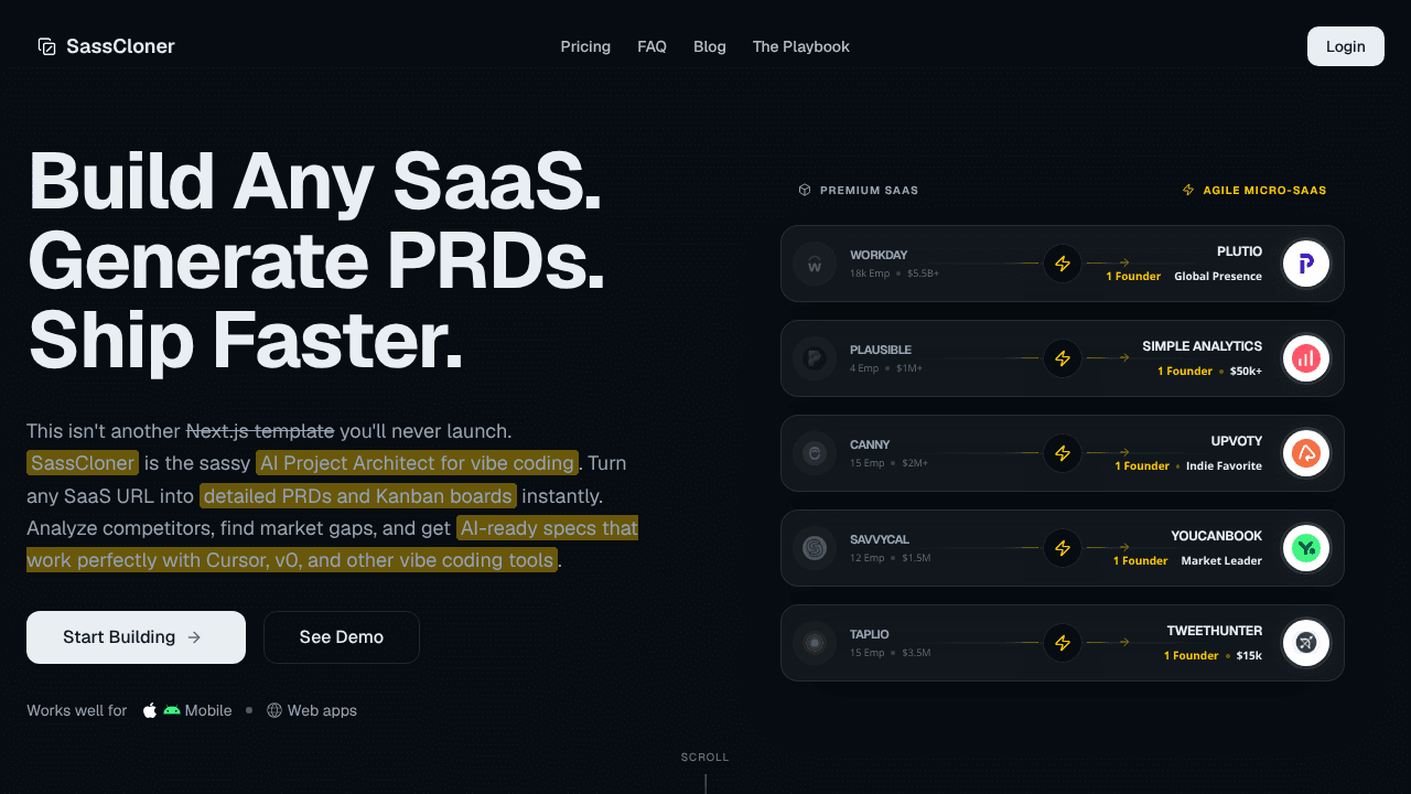 SassCloner.dev website screenshot