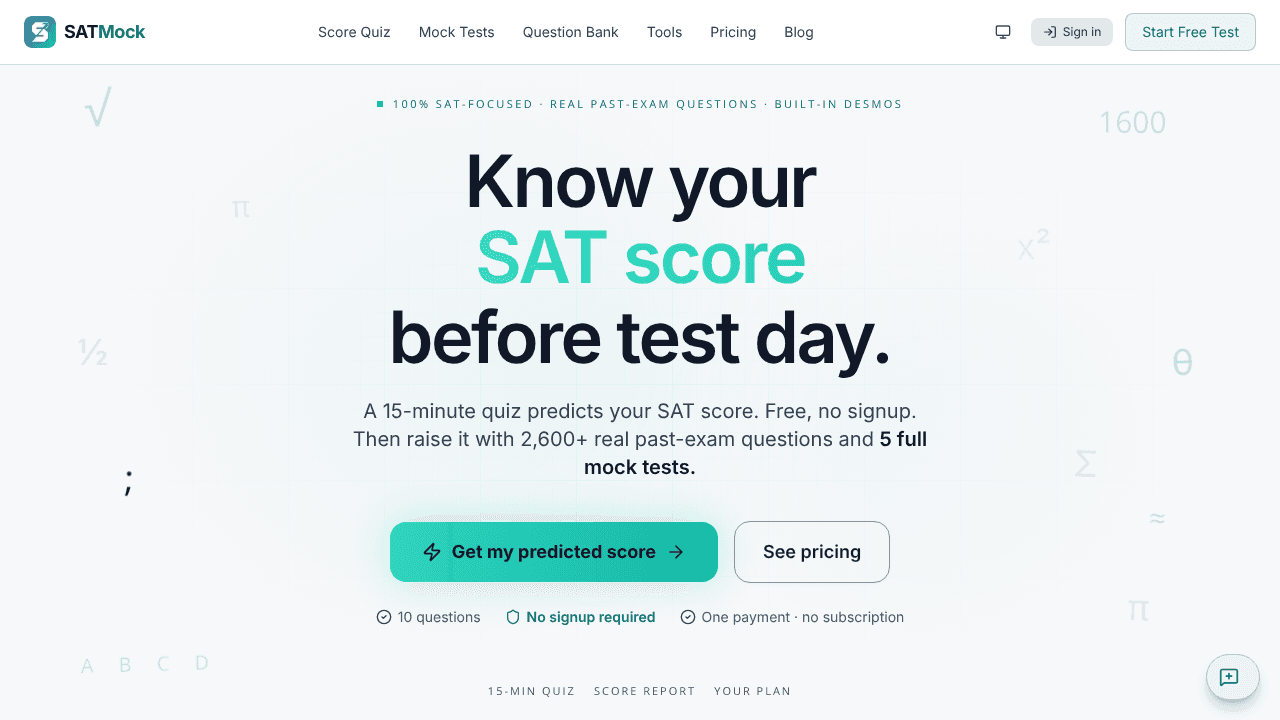 SATMock.Org website screenshot