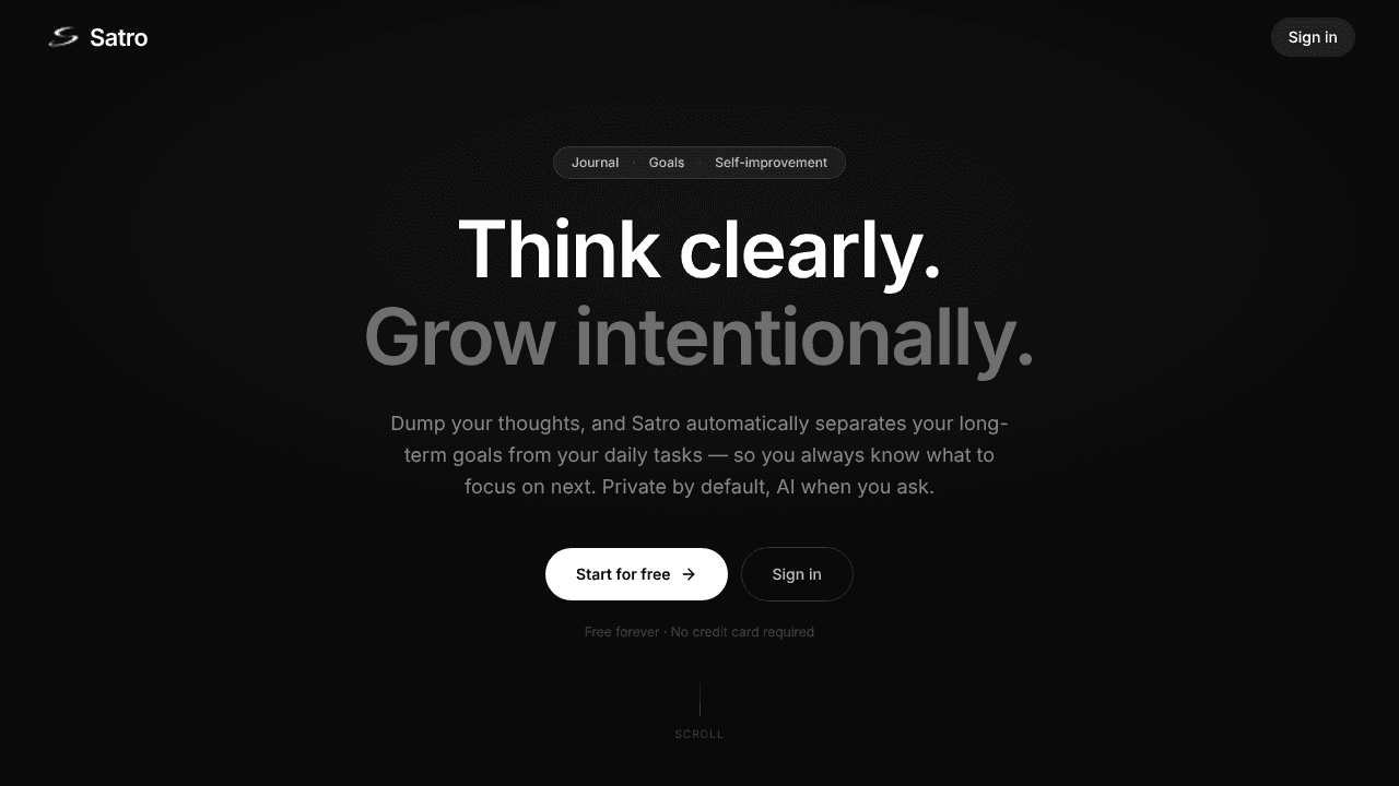Satro website screenshot