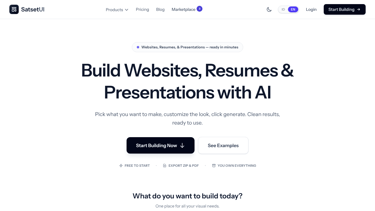 SatsetUI website screenshot
