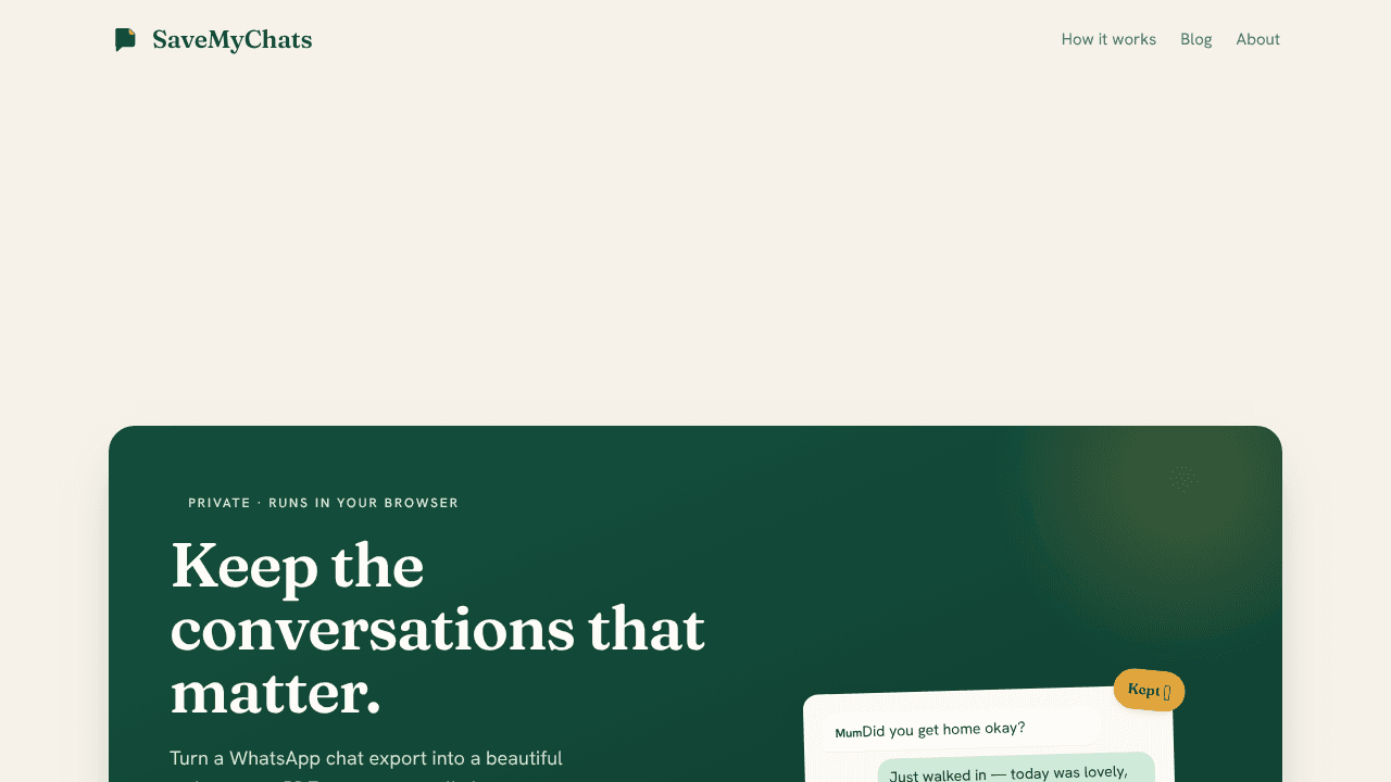 SaveMyChats website screenshot