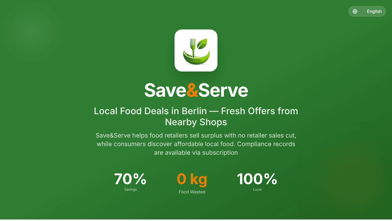 Save&Serve website screenshot