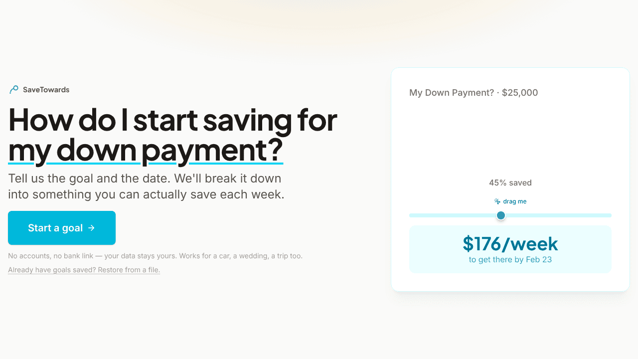 SaveTowards website screenshot