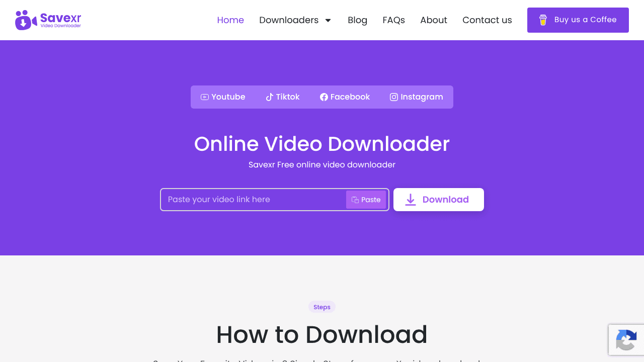 Savexr - Free Video Downloader website screenshot