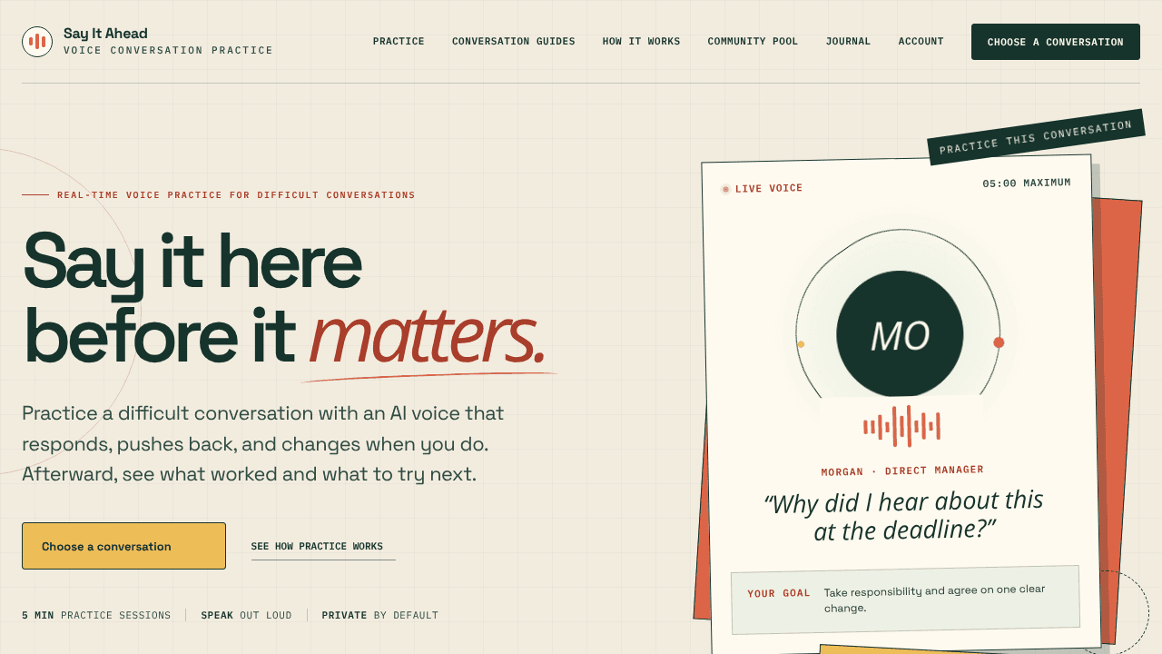 Say It Ahead website screenshot