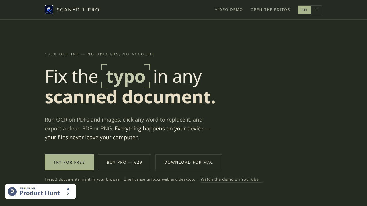 ScanEdit Pro website screenshot
