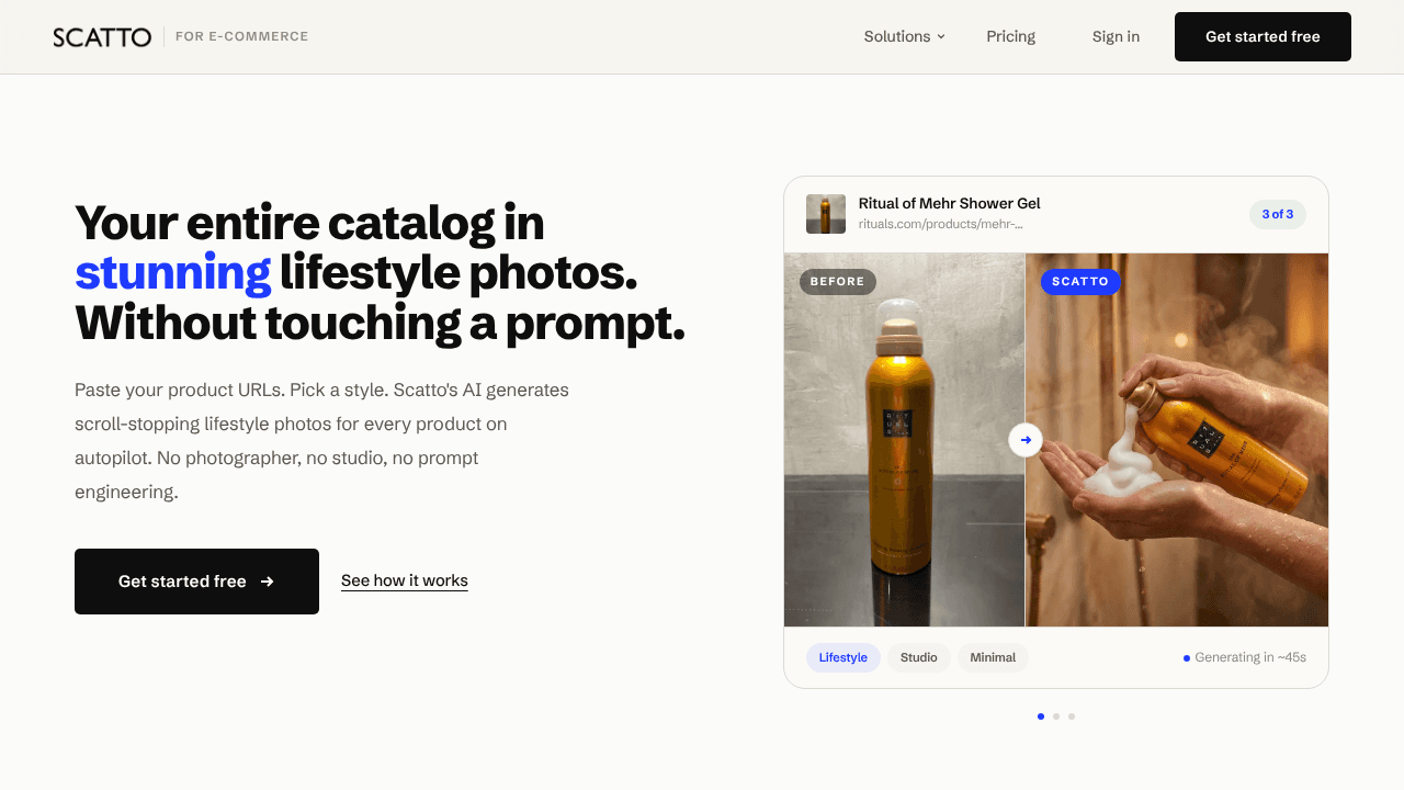 Scatto website screenshot