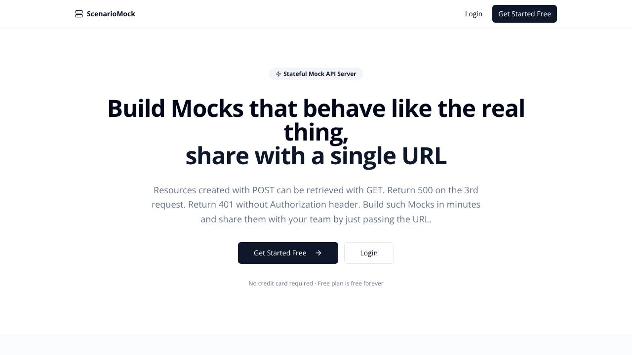 ScenarioMock website screenshot
