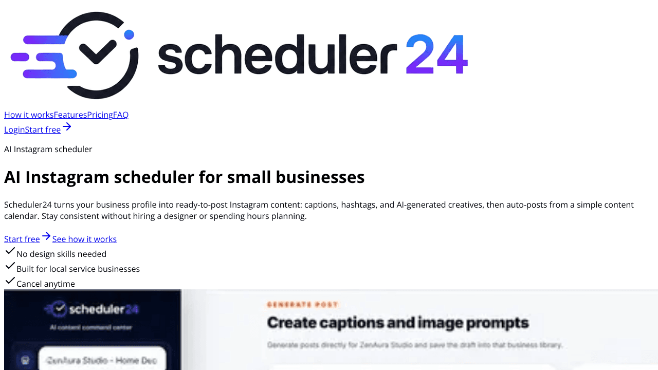 Scheduler24 website screenshot