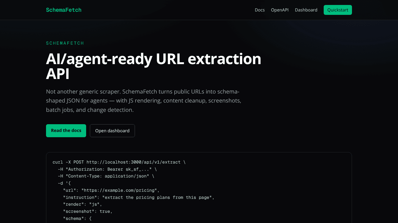 schemafetch website screenshot