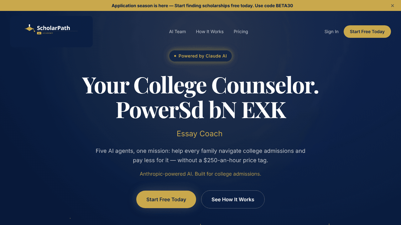 ScholarPath AI website screenshot