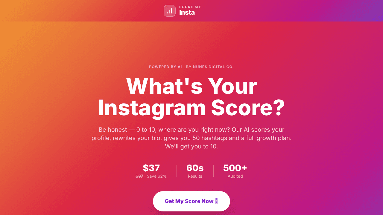 Score My Insta website screenshot