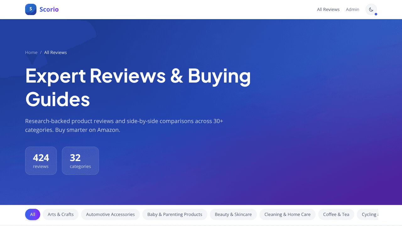 Scorio Reviews & Comparisons website screenshot
