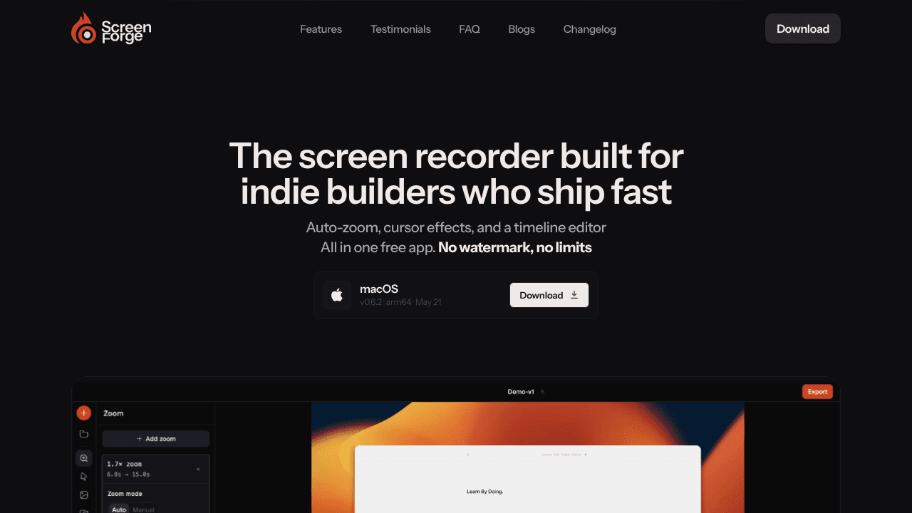 Screenforge website screenshot
