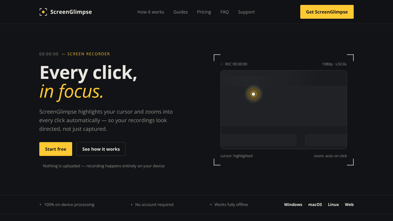 ScreenGlimpse website screenshot