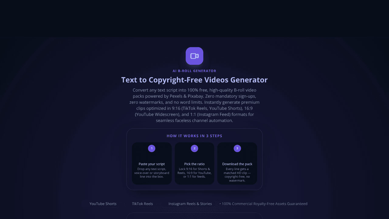 Script to Clips website screenshot
