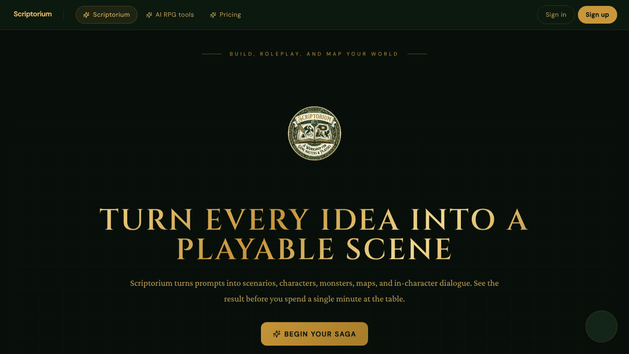 Scriptorium website screenshot