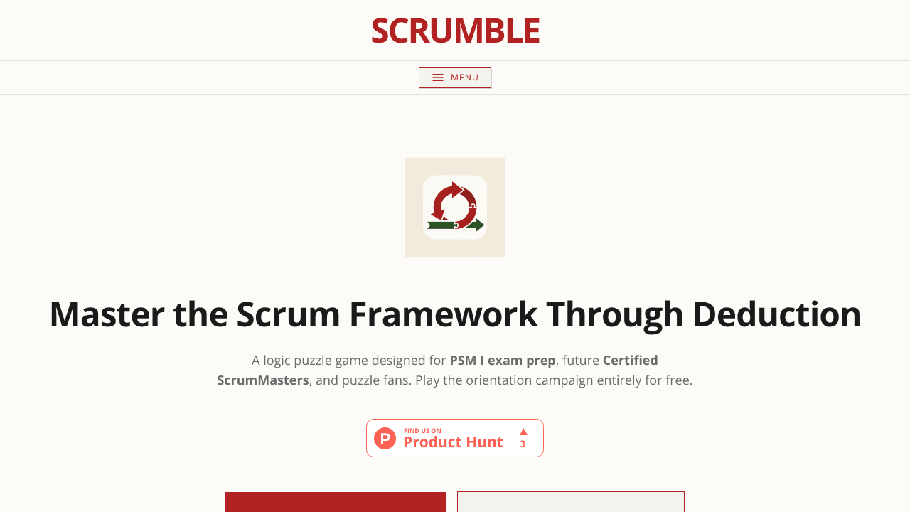 SCRUMBLE website screenshot