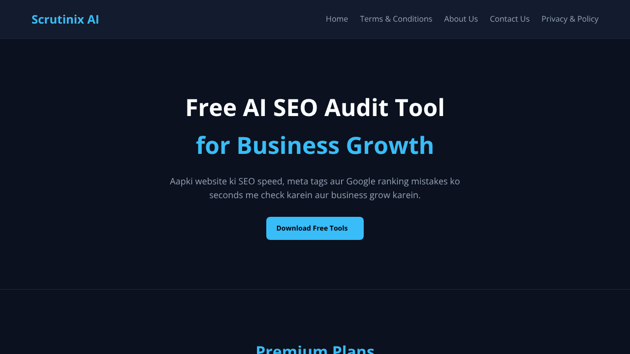 Scrutinix AI website screenshot