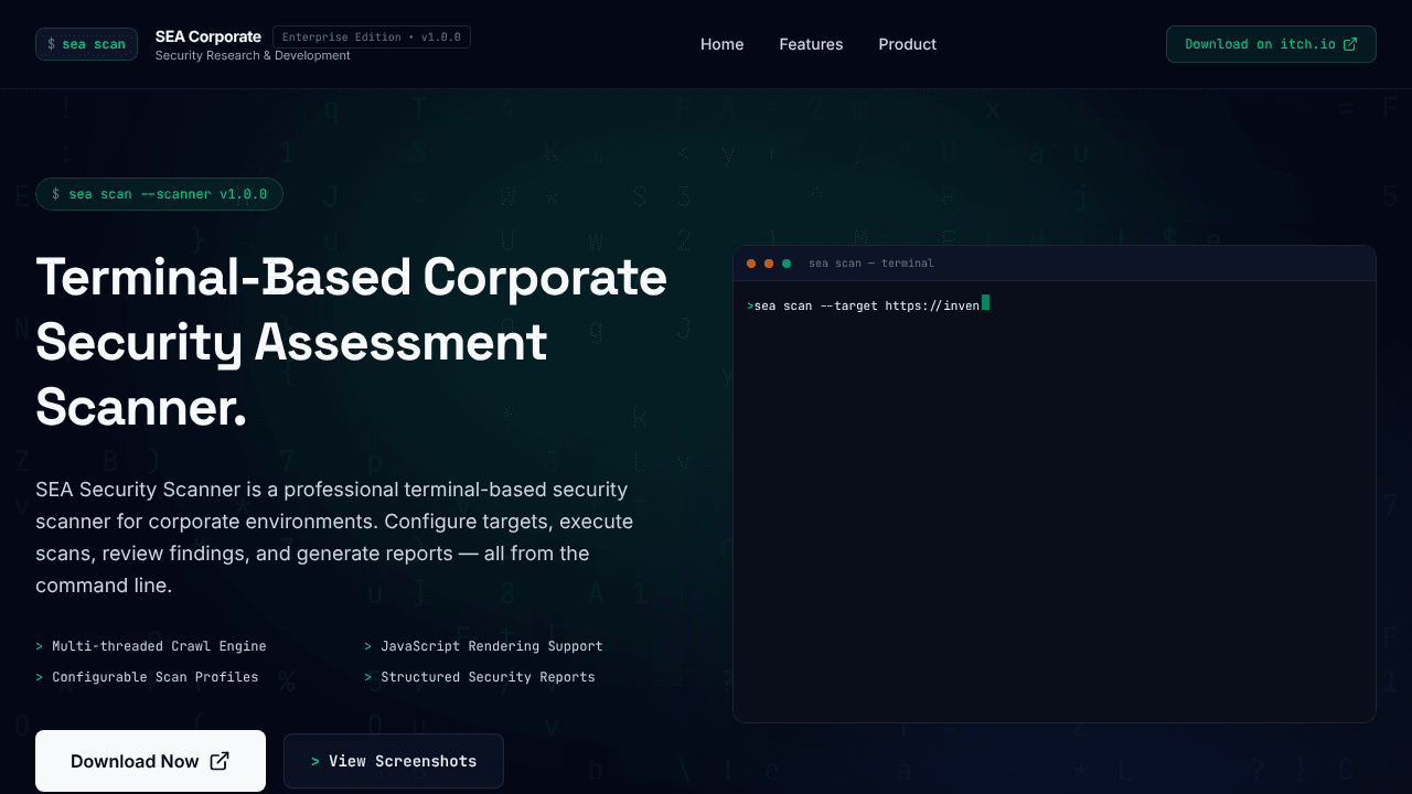 SEA Security Tool website screenshot