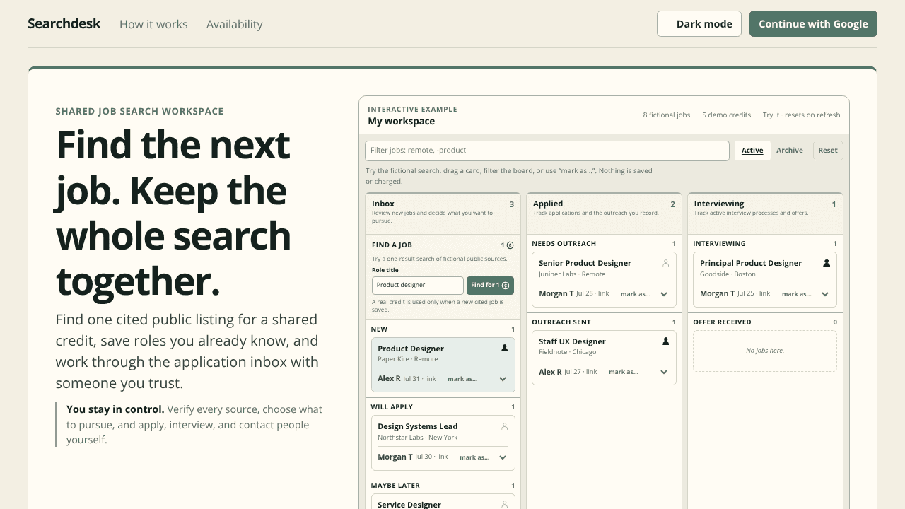 Searchdesk website screenshot