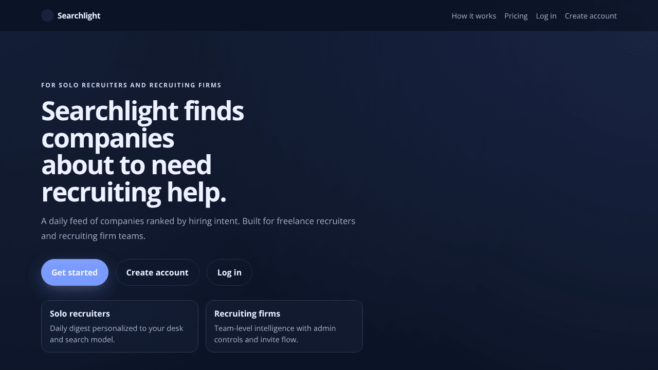 Searchlight website screenshot