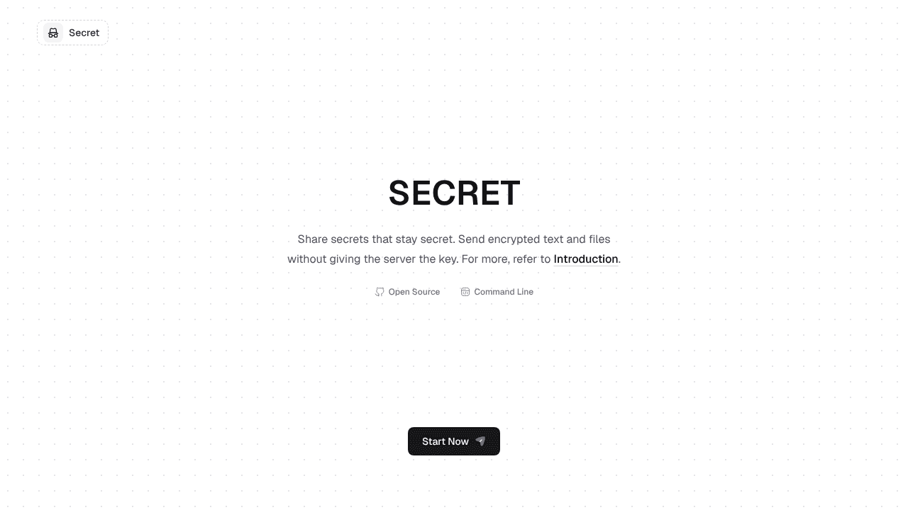Secret website screenshot