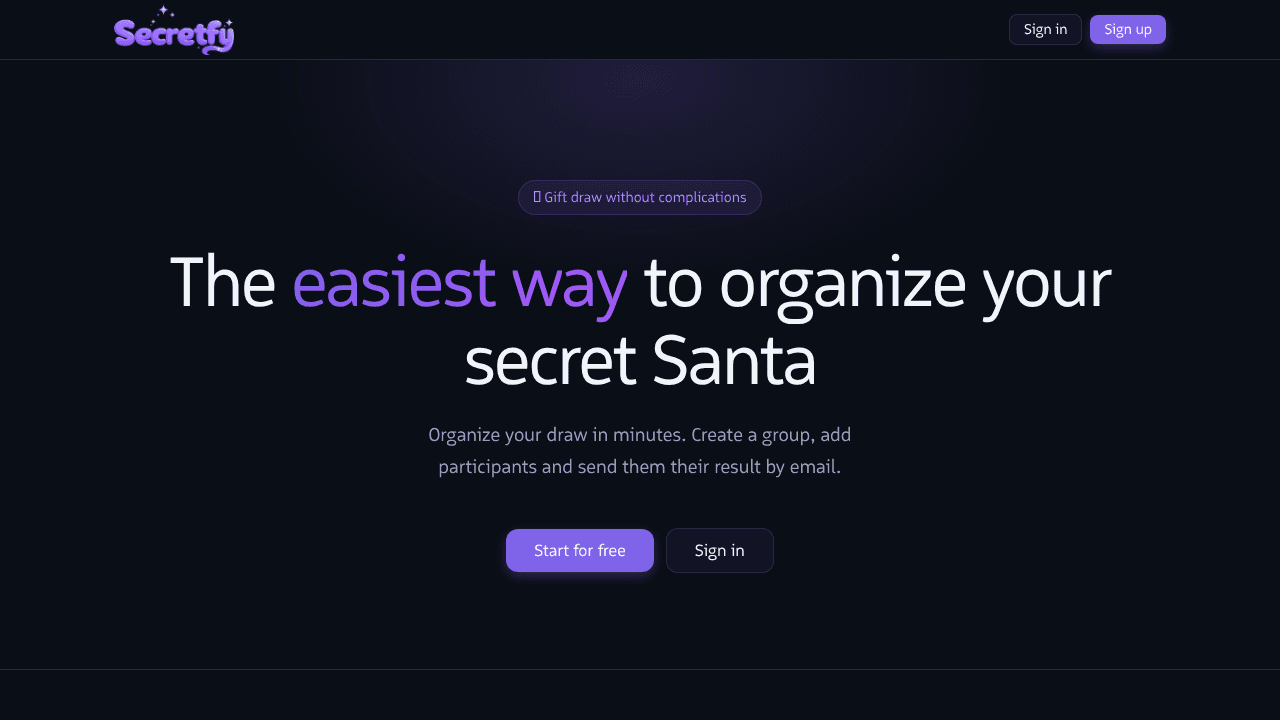 Secretfy website screenshot